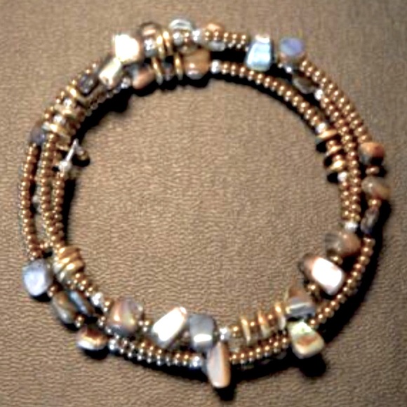 Silpada Jewelry - Silpada .925 Sterling Silver Abalone Shell and Gemstone Stretch Wrap Bracelet